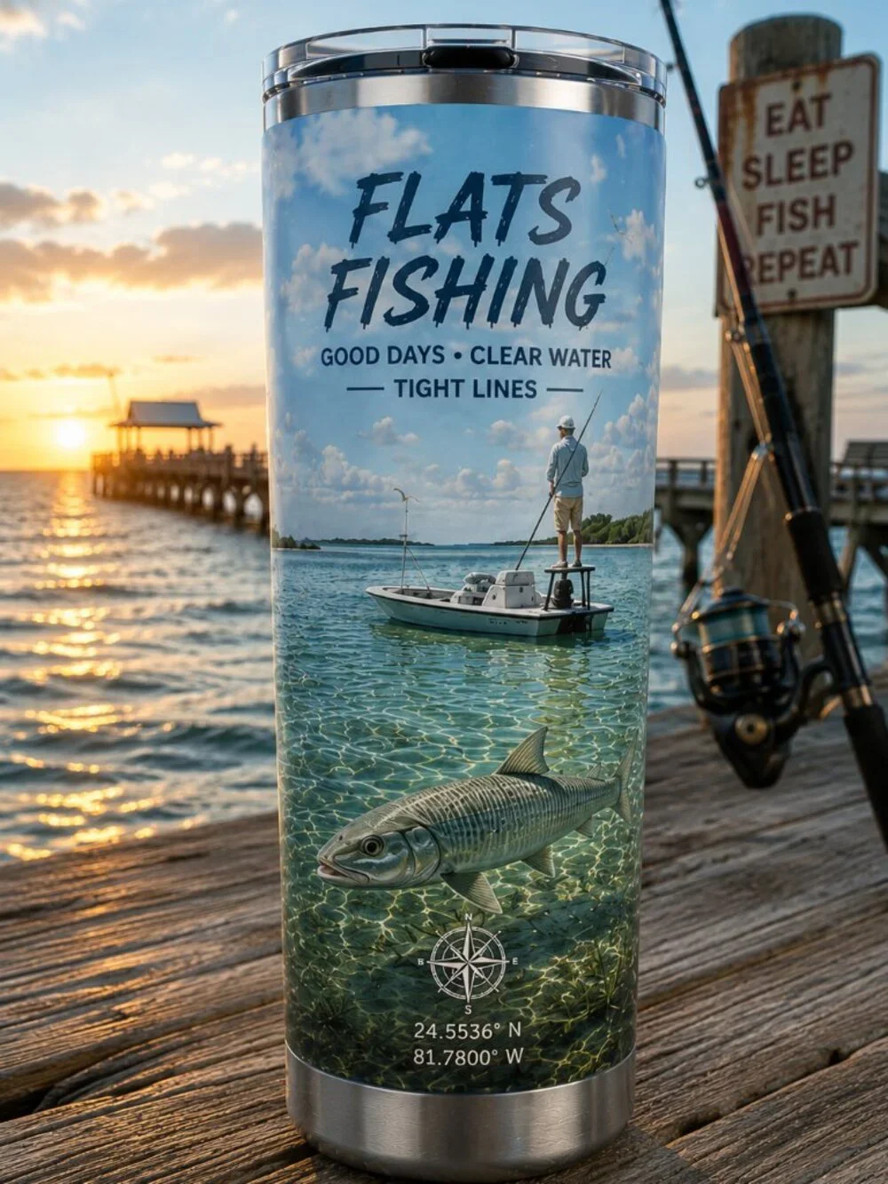 NEW! Flats Fishing 20 oz Stainless Steel Tumbler